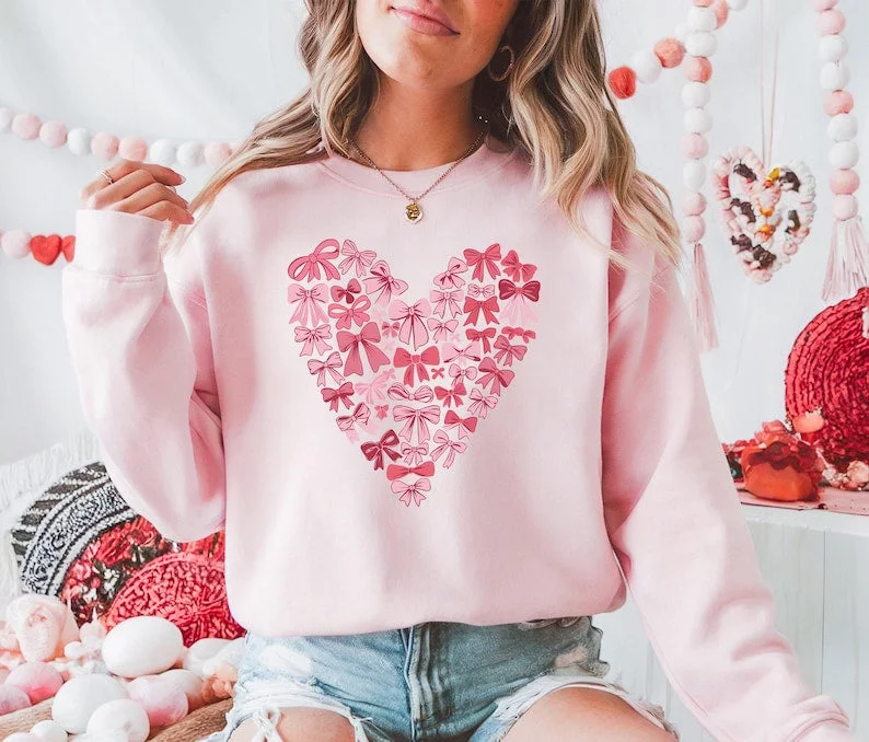 Coquette Bow Valentine's Day Shirt, Pink Bow Heart Valentine Sweatshirt, Pink Bow Valentines Day Shirt, Retro Valentine Day Bow Shirt, Hoodie with Fur Luxurious Winter Coquette Bow Valentine's Day Shirt, Pink Bow Heart Valentine Sweatshirt, Pink Bow Valentines Day Shirt, Retro Valentine Day Bow Shirt, Hoodie with Fur Luxurious Winter