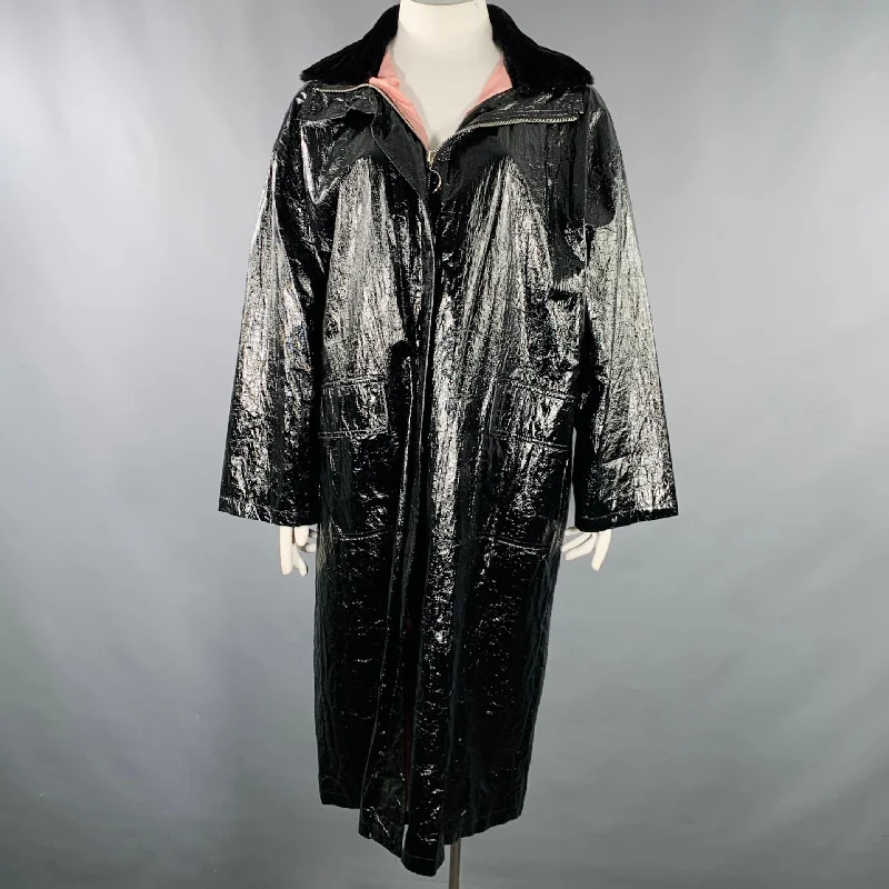 STAND STUDIO Size L Black Polyester Textured Faux Fur Zip Up Coat Faux Fur Real Fur Shearling STAND STUDIO Size L Black Polyester Textured Faux Fur Zip Up Coat Faux Fur Real Fur Shearling