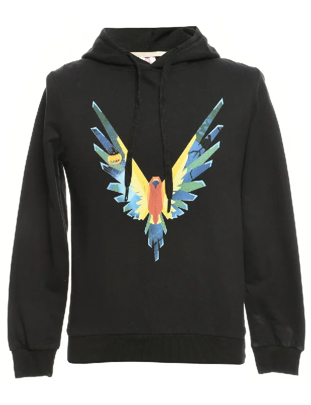 Black Hoodie - S Hoodie with Applique Textured Unique