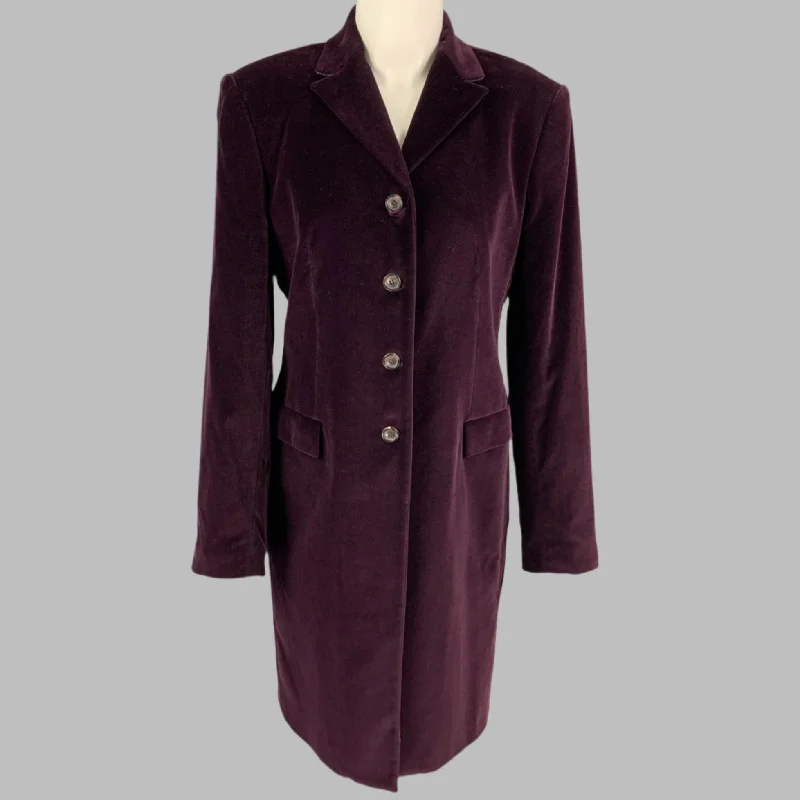 PIAZZA SEMPIONE Size 8 Purple Cotton Blend Notch Lapel Coat Cardigan Sweater Pullover PIAZZA SEMPIONE Size 8 Purple Cotton Blend Notch Lapel Coat Cardigan Sweater Pullover