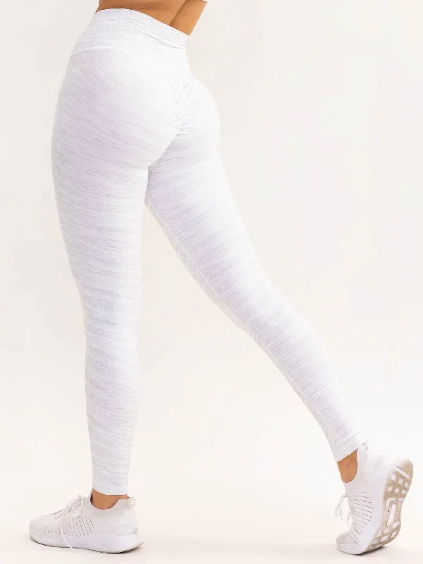 Activate Cross Over Scrunch Leggings - Snow Grey Marl Trendy Side-Pocket Leggings