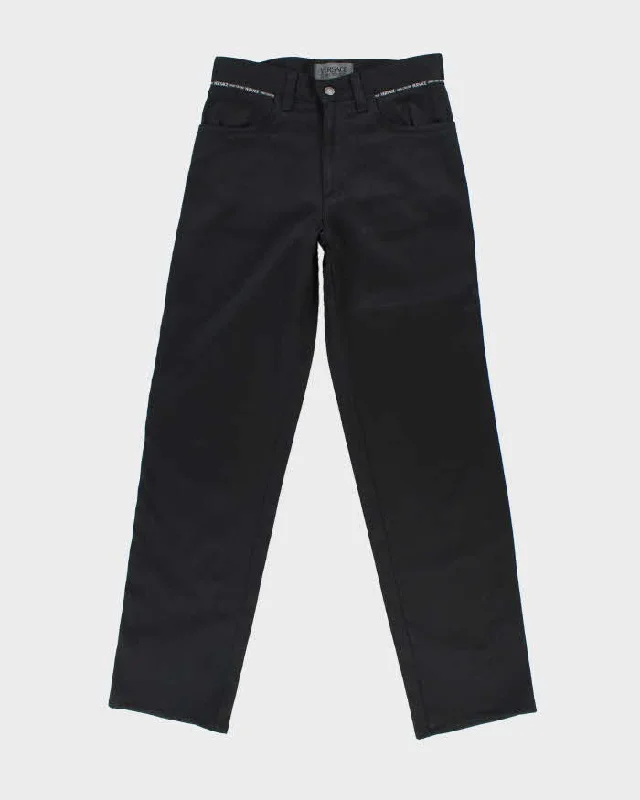 Vintage 90s Versace Black Trousers - W30 L32 Trousers Handmade Artisanal