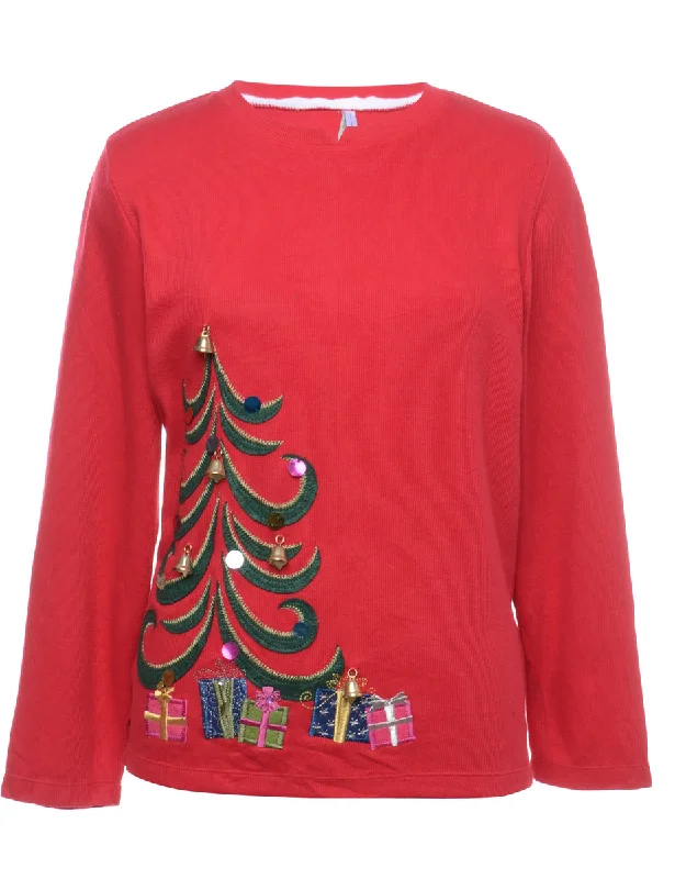 Beyond Retro Reworked Christmas Sweatshirt With Bells - L Hoodie with Snap Buttons Easy Quick Beyond Retro Reworked Christmas Sweatshirt With Bells - L Hoodie with Snap Buttons Easy Quick