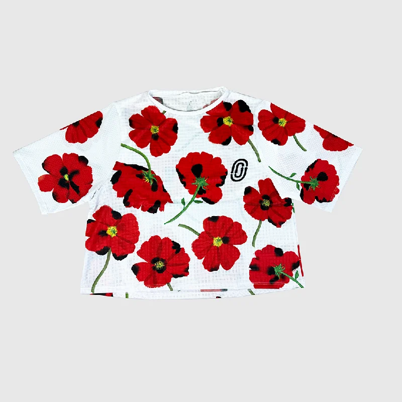 Red Poppies Women's Crop Top Nylon Fabric Polyester Fabric Spandex Fabric