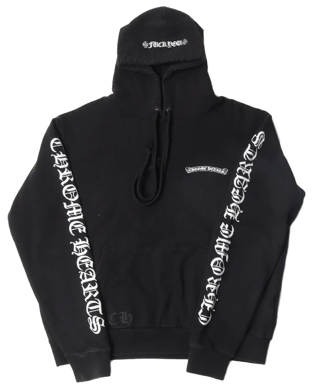 Banner Logo Hoodie Hoodie with High-Low Hem Asymmetrical Trendy