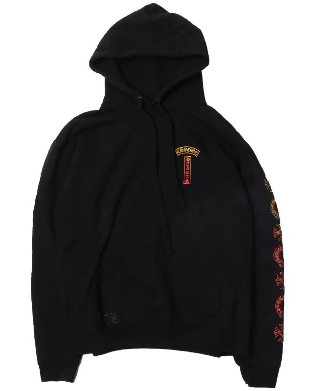 Gradient Logo Hoodie Hoodie with Mock Neck Collared Structured