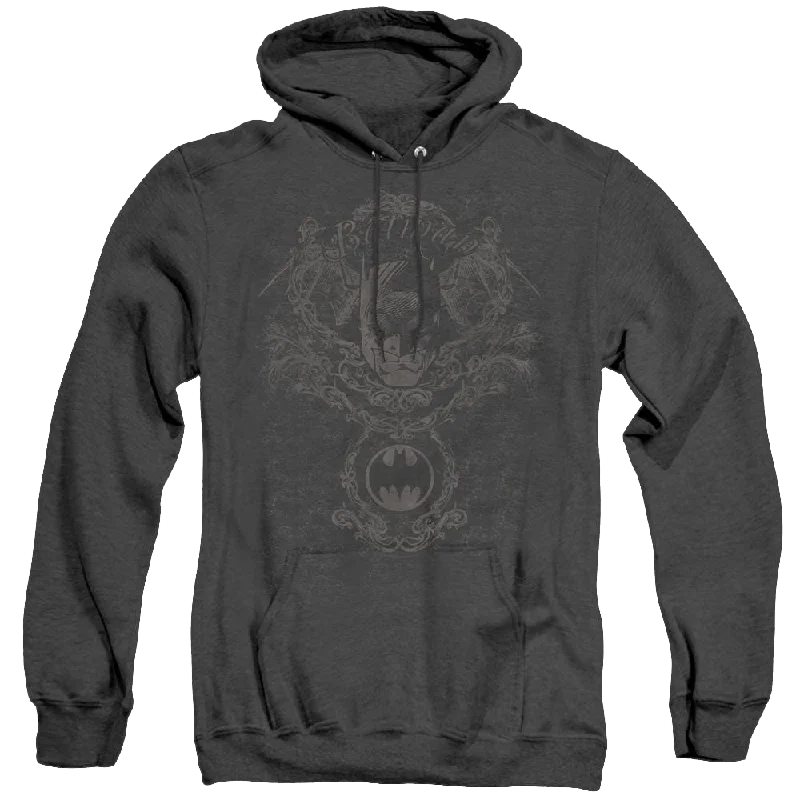 Dc Batman Dark Knight Heraldry - Heather Pullover Hoodie Mock Neck Pullover