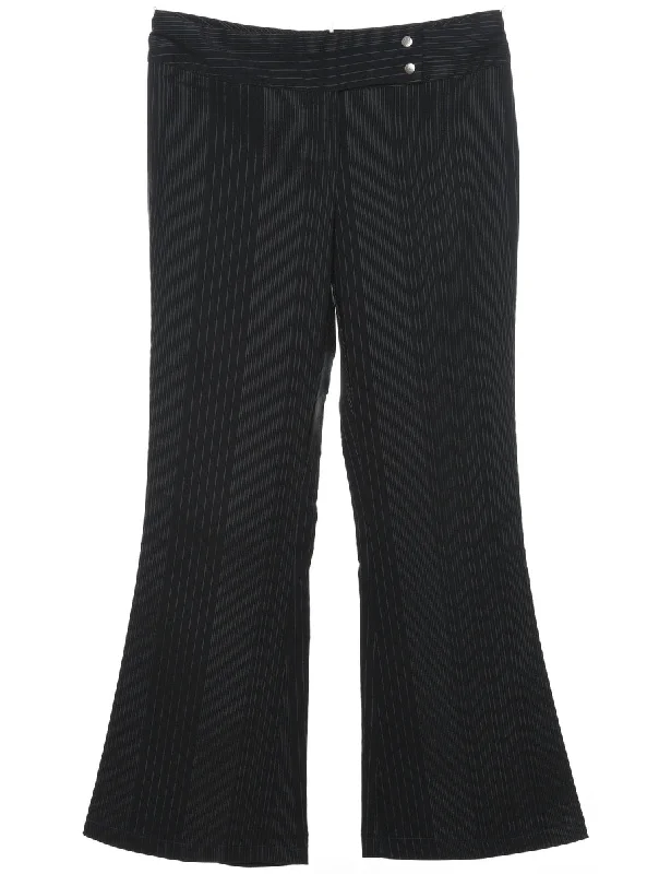 Pinstripes Black Trousers - W32 L29 Trousers Brand Named