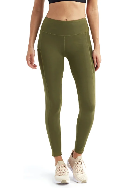 TriDri Womens Danica Leggings w/ Pockets - Olive Green - Closeout Stylish Side-Stripe Leggings TriDri Womens Danica Leggings w/ Pockets - Olive Green - Closeout Stylish Side-Stripe Leggings