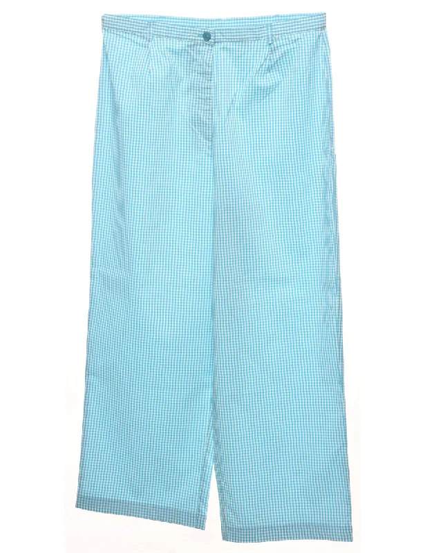 Gingham Pattern Blue & White Trousers - W32 L30 Trousers Fall Fleece