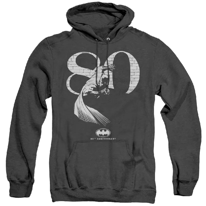 Dc Batman 80 Wall - Heather Pullover Hoodie Lantern Sleeve Elegant