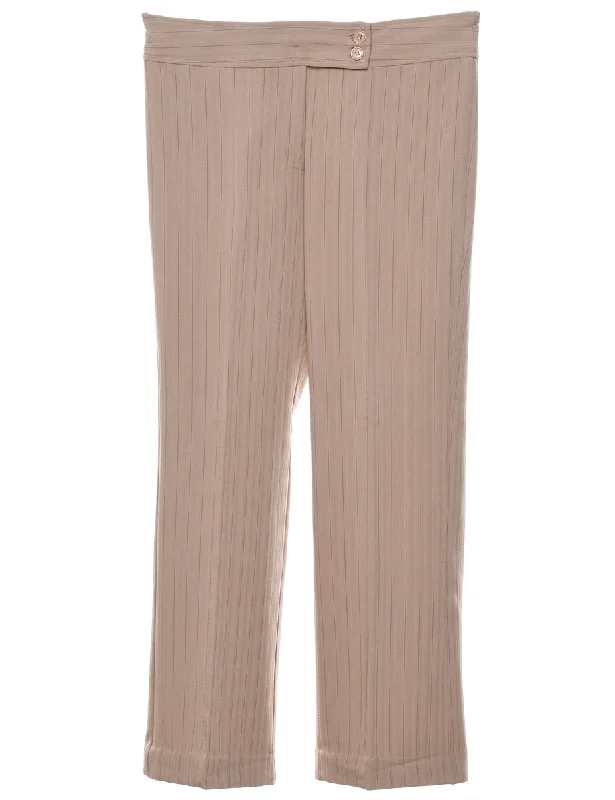 Pinstripes Light Brown Trousers - W31 L28 Trousers Evening Elegant