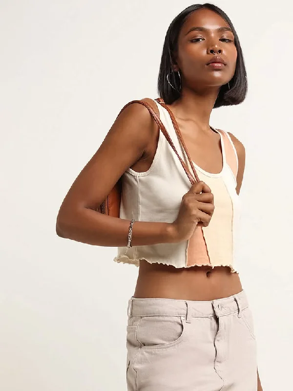 Nuon Multicolour Sleeveless Crop Top Layered Multi-layer Single Layer