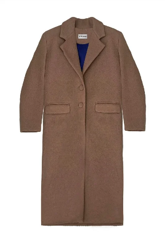 CURLY CAMEL WOOL COAT Blazer Duffle Coat Pea Coat