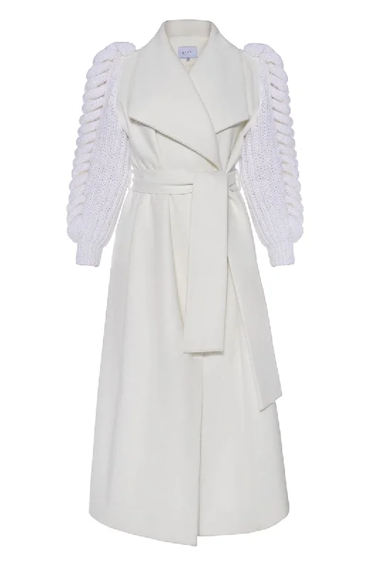 WHITE COAT WITH KNITTED SLEEVES Bolero Crop Top Camisole