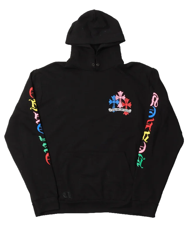 Multicolor Cross Hoodie Hoodie with Hem Detail Decorative Unique