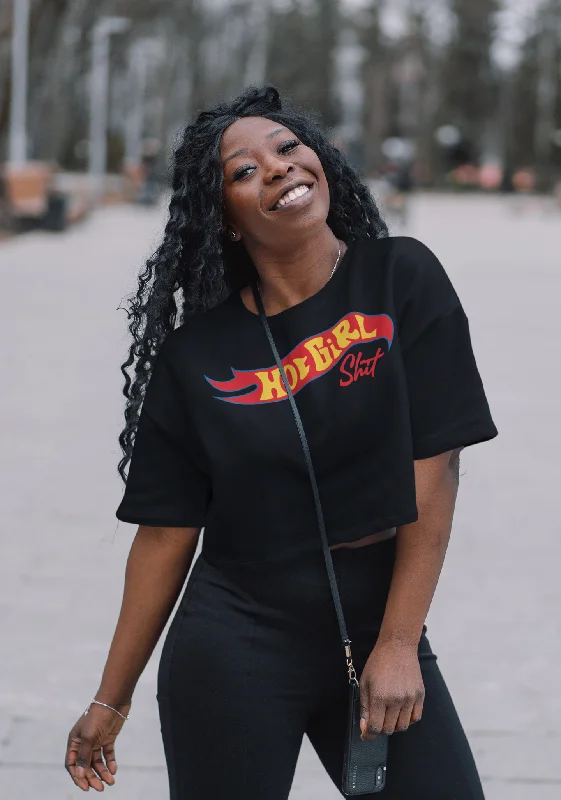 Hot Girl Shit Crop Top Tee Zippered Buttoned Snapped