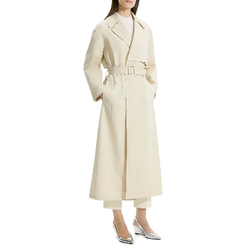 Theory Womens Wrapped Belted Trench Coat Front Pockets Side Pockets Patch Pockets