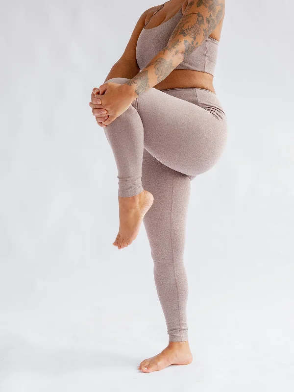 Girlfriend Collective Float High Rise Leggings - Heather Cocoon Elegant Full-Body Leggings Girlfriend Collective Float High Rise Leggings - Heather Cocoon Elegant Full-Body Leggings
