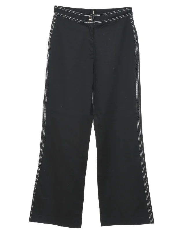 Flared Leg Black Trousers - W28 L32 Trousers Bestseller Popular