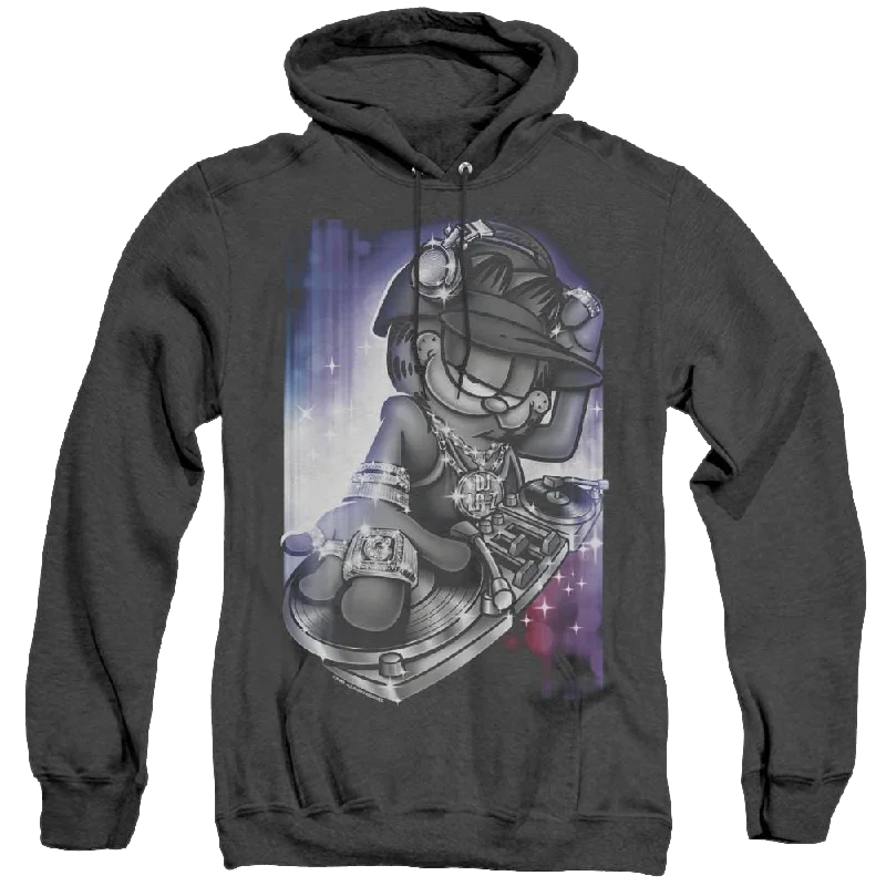 Garfield Dj Lazy - Heather Pullover Hoodie Deep Neck Pullover