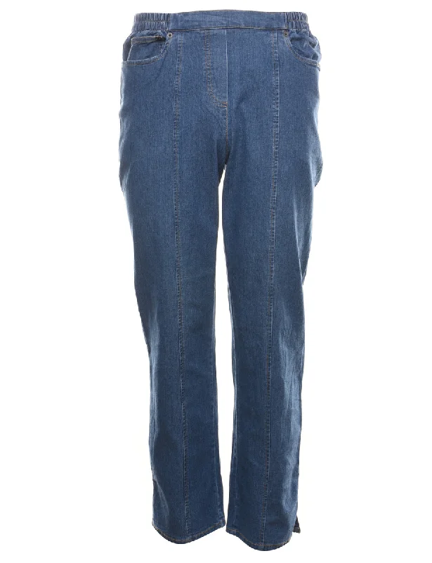 High Waist Medium Wash Denim Trousers - W26 L28 Trousers Solid Black
