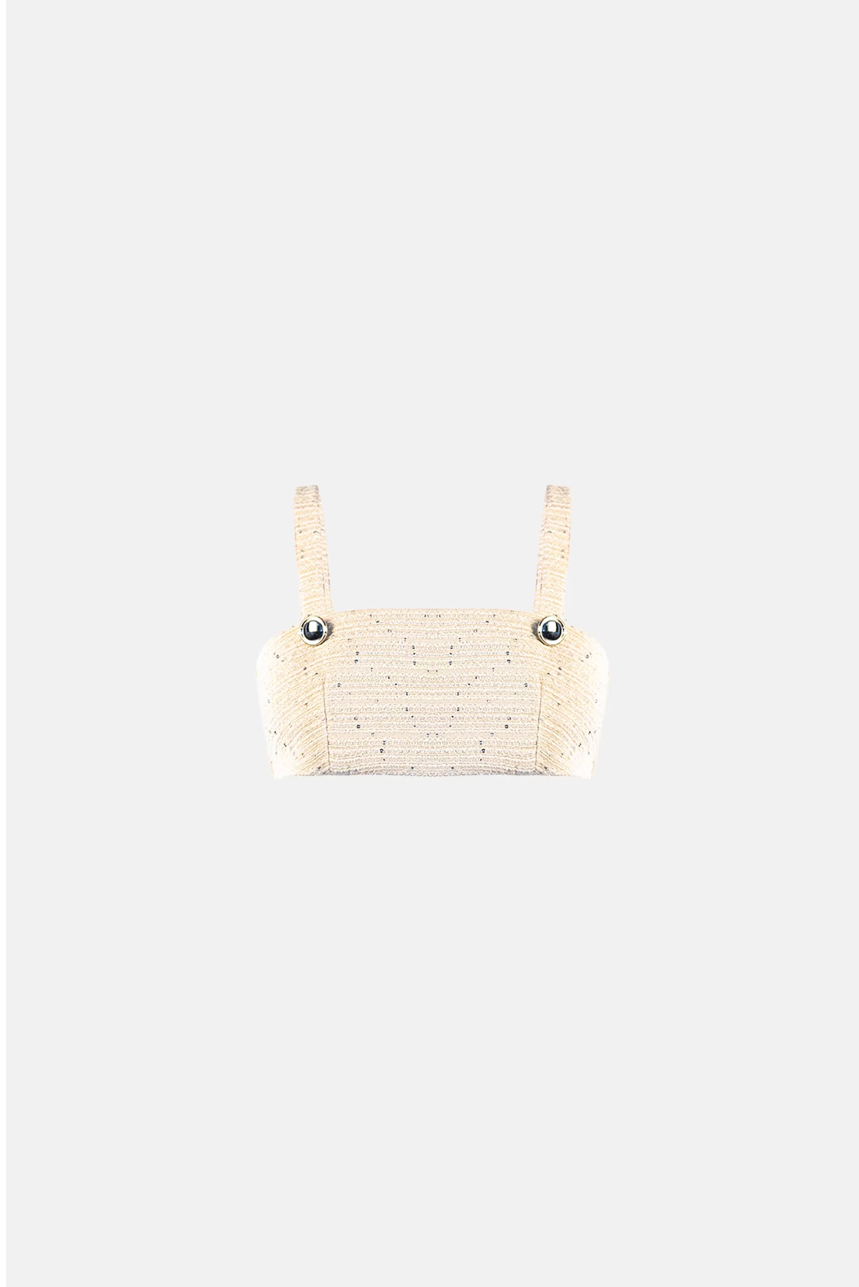 Crop Top Lisa in Vanilla Cotton Fabric Linen Fabric Terry Fabric