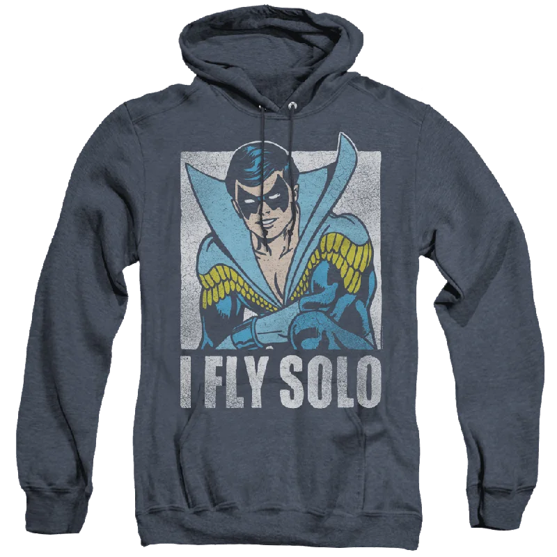 Nightwing Fly Solo - Heather Pullover Hoodie Surplice Neck Pullover
