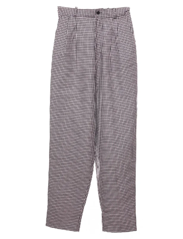 High waist Checked Trousers - W24 L29 Trousers Vintage Classic