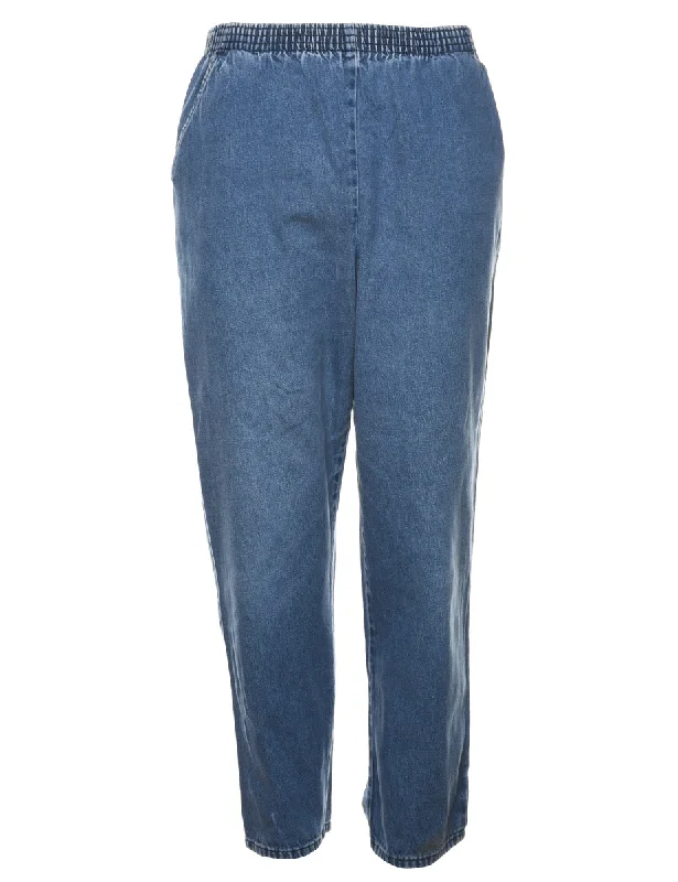 Elasticated Waist Denim Trousers - W28 L28 Trousers Travel Practical