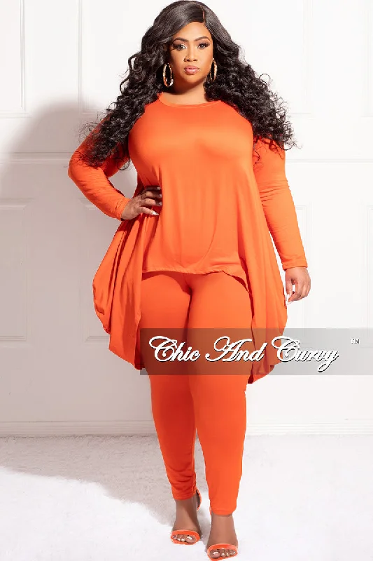 Final Sale Plus Size 2pc High Low Top and Leggings Set in Burnt Orange Stylish Lightweight Leggings Final Sale Plus Size 2pc High Low Top and Leggings Set in Burnt Orange Stylish Lightweight Leggings