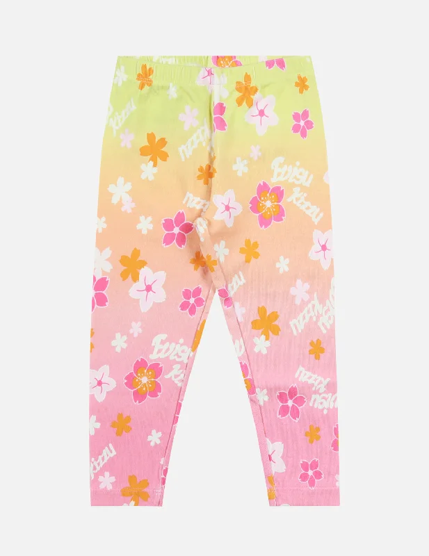 Allover Sakura Print Regular Fit Leggings Chic Floral Print Leggings