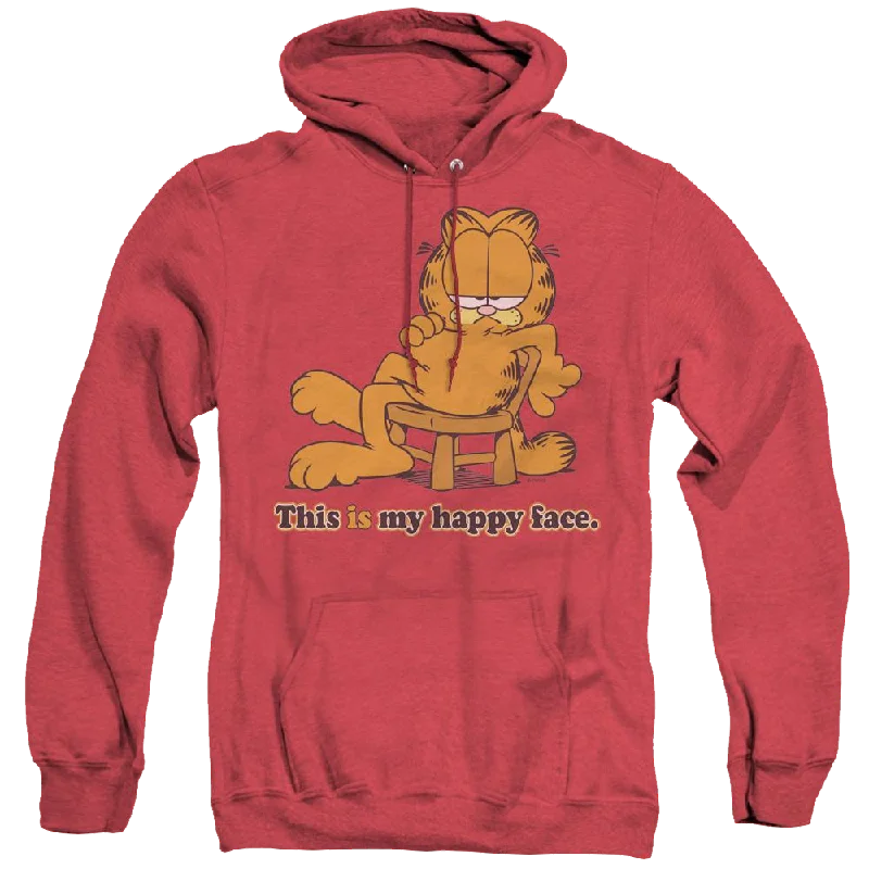 Garfield Happy Face - Heather Pullover Hoodie Cap Sleeve Casual