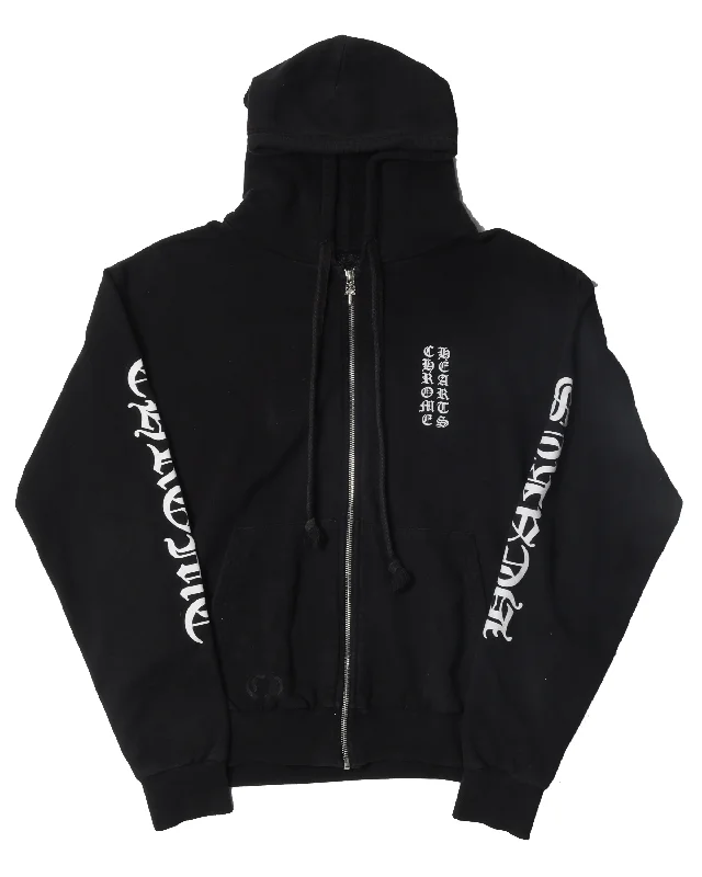 Sleeve Logo Zip Up Hoodie Hoodie with Half-Zip Sporty Casual