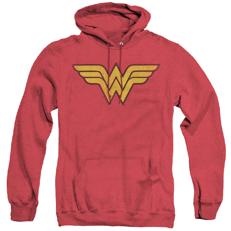 Wonder Woman Wonder Woman Logo Dist - Heather Pullover Hoodie High Neck Pullover