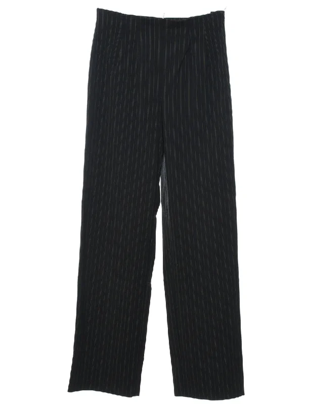 Worthington Black Pinstriped Trousers - W25 L31 Trousers Fall Fleece