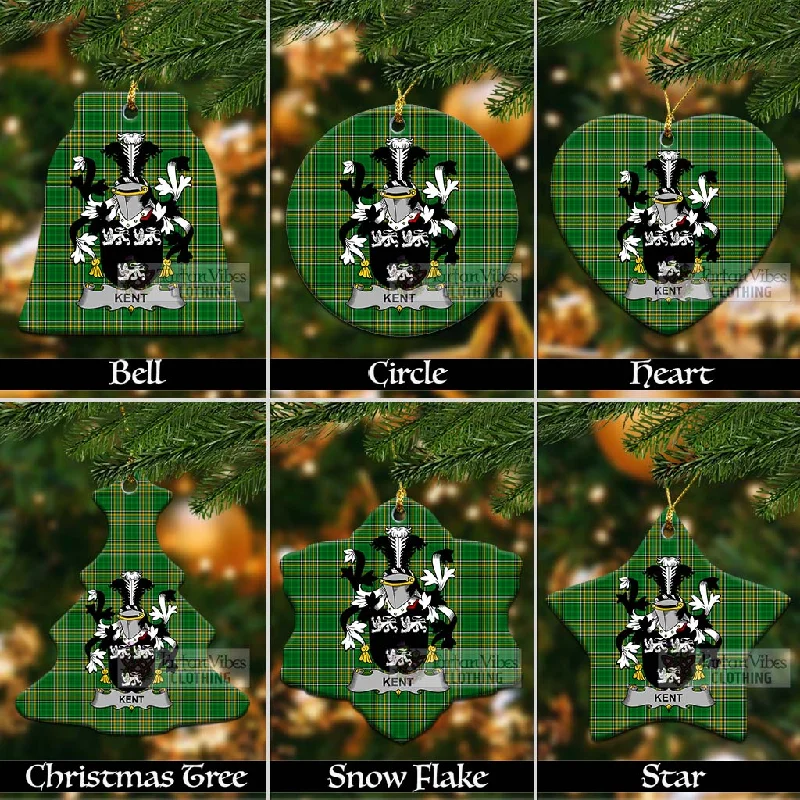 Kent Irish Clan Tartan Christmas Ceramic Ornament with Coat of Arms Tie-Waist Belted Drawstring Kent Irish Clan Tartan Christmas Ceramic Ornament with Coat of Arms Tie-Waist Belted Drawstring