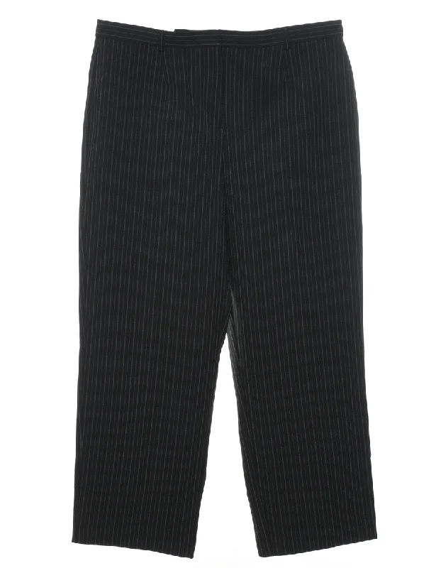 Striped Black Trousers - W35 L27 Trousers Versatile Stylish