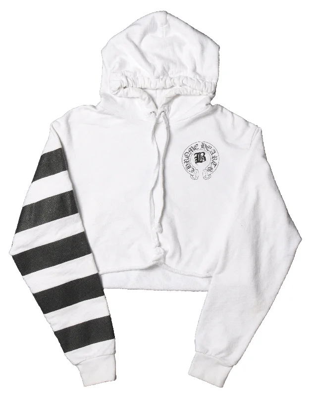 Bella Hadid Cropped Hoodie Hoodie with Metallic Shiny Futuristic