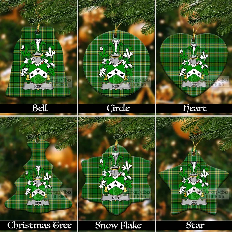 Ker Irish Clan Tartan Christmas Ceramic Ornament with Coat of Arms Asymmetrical Collar Hooded Zippered Ker Irish Clan Tartan Christmas Ceramic Ornament with Coat of Arms Asymmetrical Collar Hooded Zippered