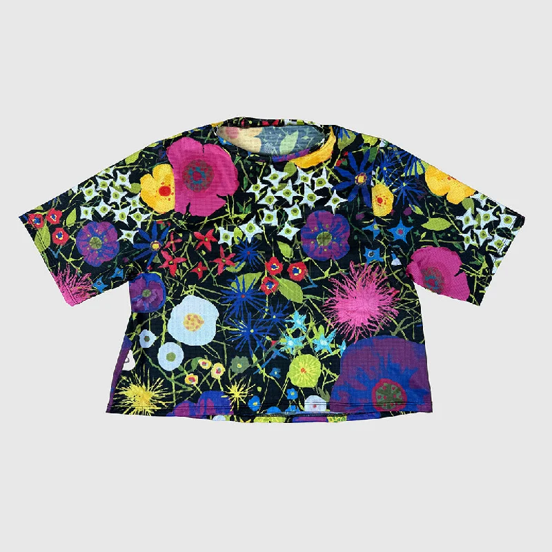 Fiori Notturni Women's Crop Top Rayon Fabric Velvet Fabric Corduroy Fabric
