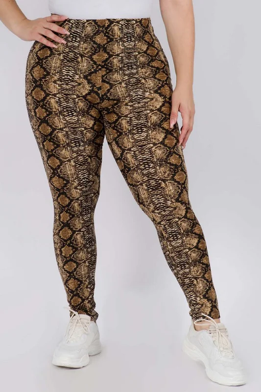 Plus Size Snakeskin Print Leggings Trendy Seamless Sports Leggings