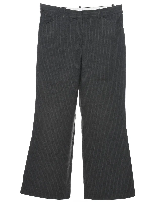 Striped Dark Grey Classic Trousers - W32 L29 Trousers chic elegant