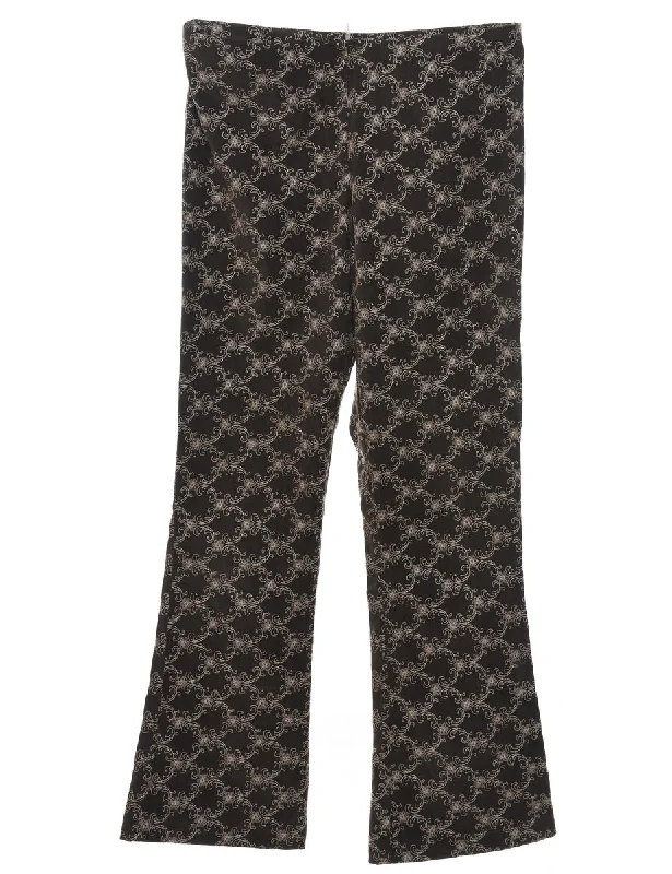 Y2K Floral Print Embroidered Trousers - W32 L32 Trousers Leisure Comfortable