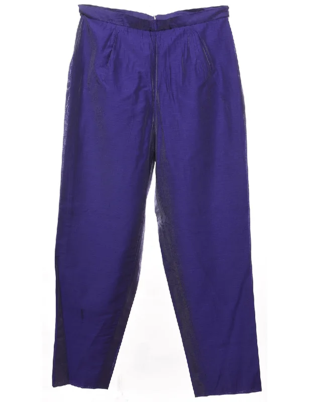 Tapered Purple Metallic Trousers - W30 L30 Trousers Essential Wardrobe
