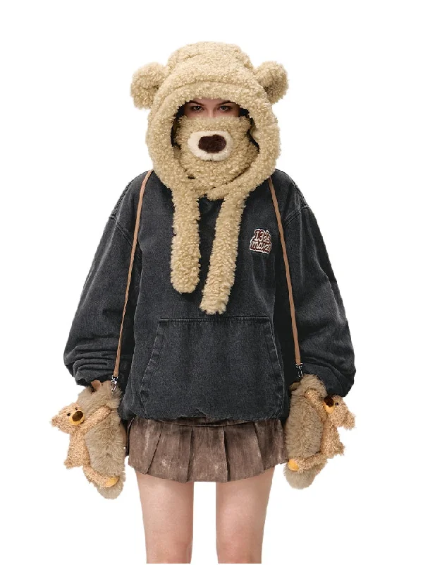 Bear Set Padded Hoodie Hoodie with Full-Zip Functional Layering