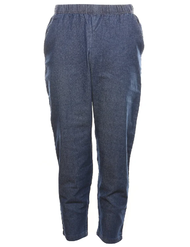 Tapered Dark Wash Denim Trousers - W28 L27 Trousers Silk Elegant