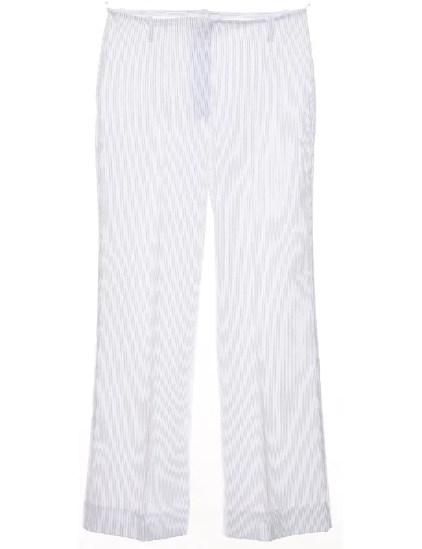White Classic Pinstriped Trousers - W28 L26 Trousers Winter Warm