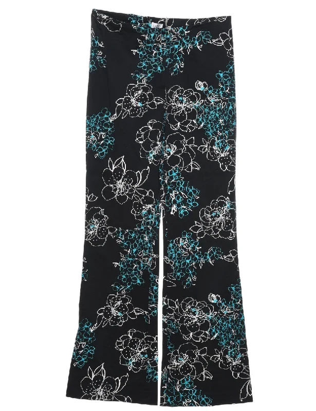 Floral Print Trousers - W30 L32 Trousers practical easy-care