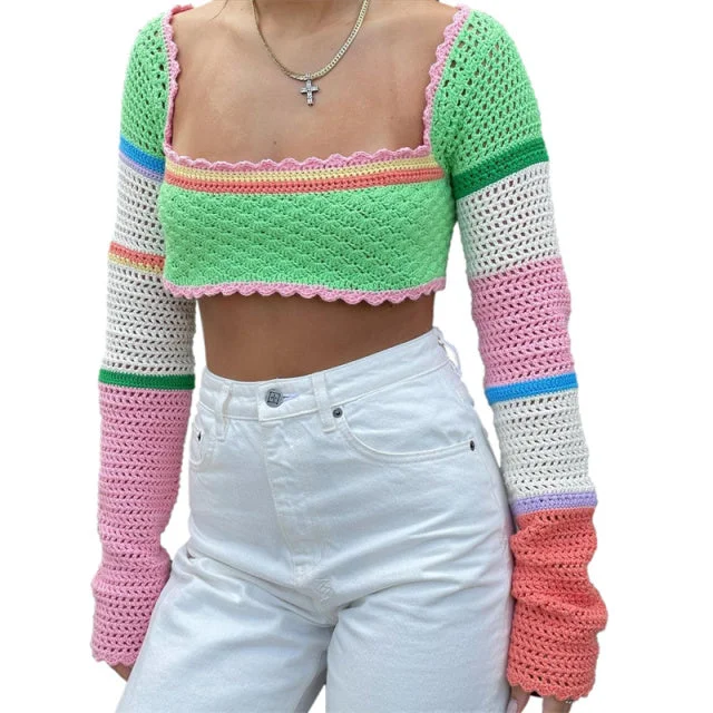 Knitted Crop Top Layered Multi-layer Single Layer